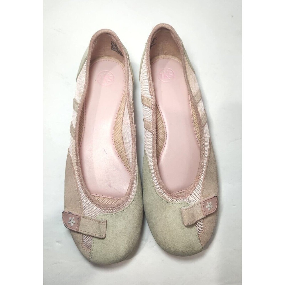 EUC TKS Pink Suede Mesh Sport Casual Maggie 562‎ Ballerina Fats Sz 6 Girls Shoes - Picture 4 of 8